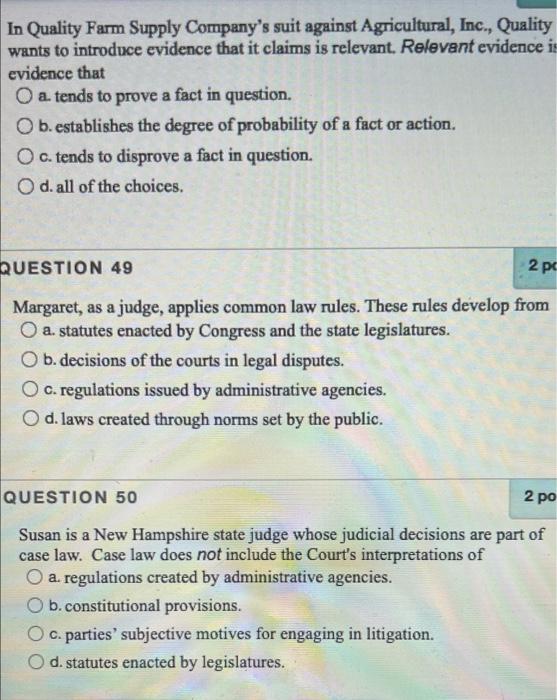 In Quality Farm Supply Company's suit against