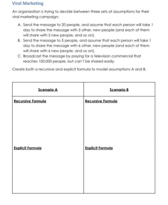 Viral Marketing An organization is trying to