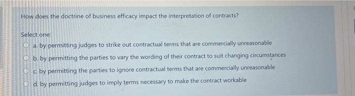 How does the doctrine of business efficacy impact