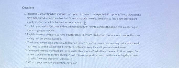 Questlons 1. Fantastic Corporation has serious