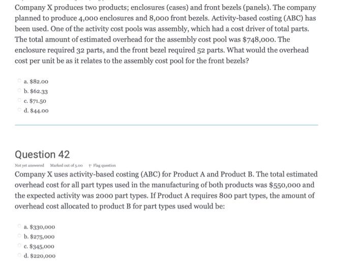 Company X produces two products; enclosures