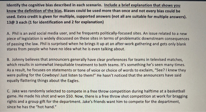 Consumer Dynamics, Marketing. Choose a bias from