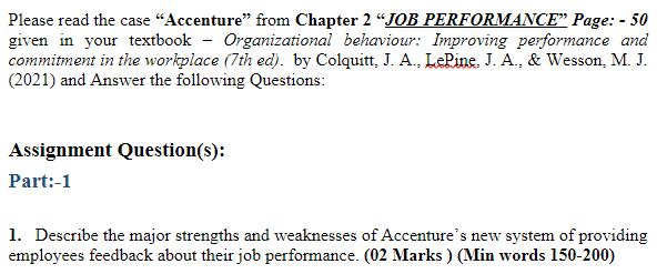 Please read the case Accenture from Chapter 2 JOB