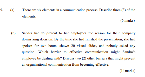 5. (a) There are six elements in a communication