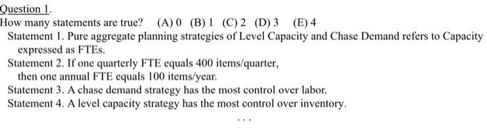 Question 1. How many statements are true? (A)0
