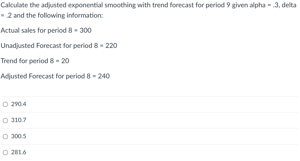 Calculate the adjusted exponential smoothing with