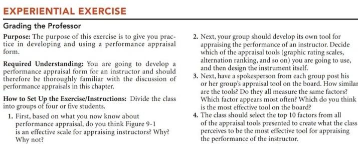 EXPERIENTIAL EXERCISE Grading the Professor