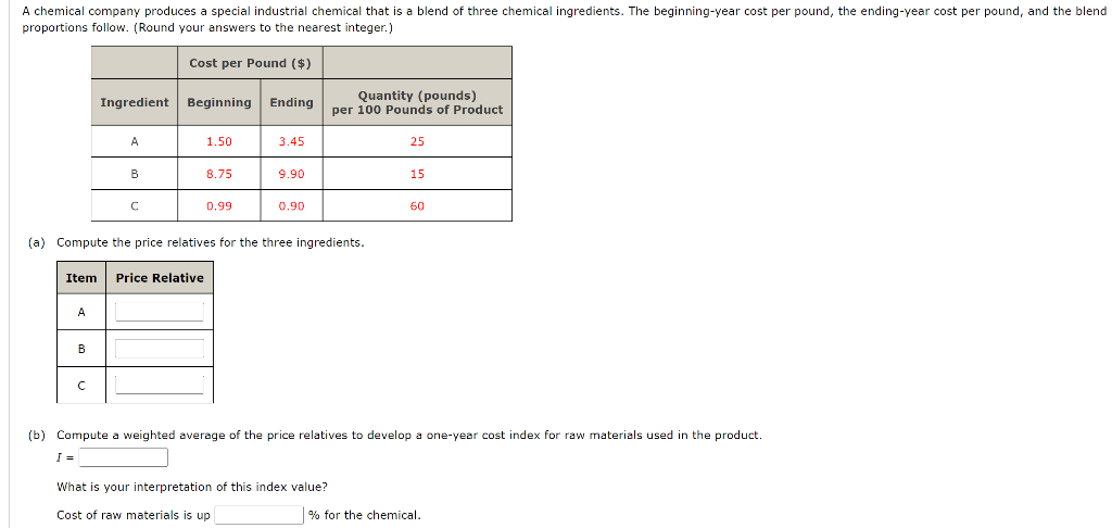 A chemical company produces a special industrial