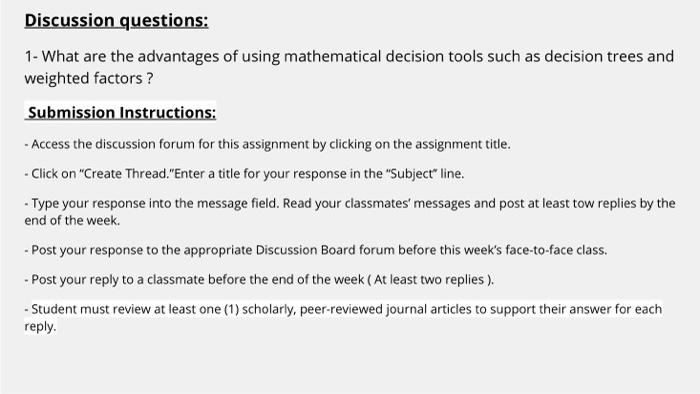 Discussion questions: 1- What are the advantages