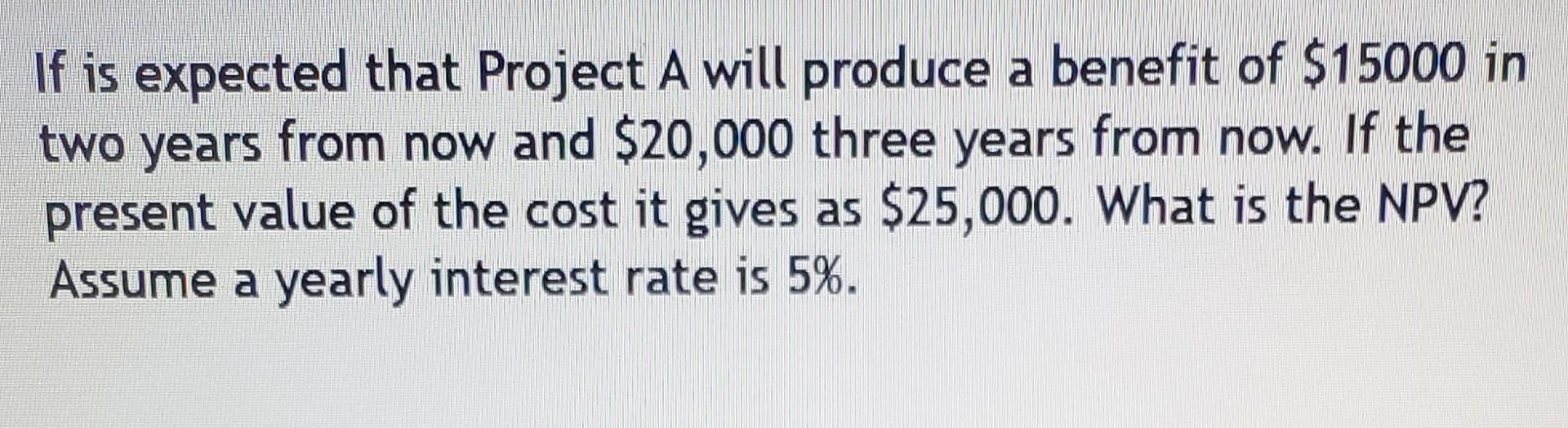 If is expected that Project A will produce a