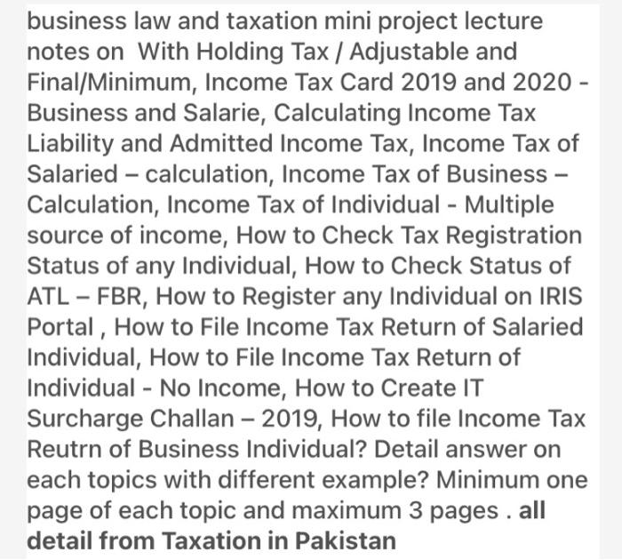 business law and taxation mini project lecture