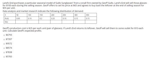 Land's End purchases a particular seasonal model