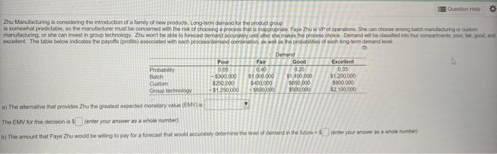 Questions Zhu Manufacturing is considering the