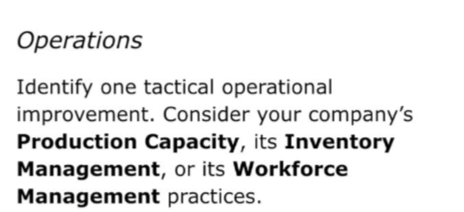 Operations Identify one tactical operational