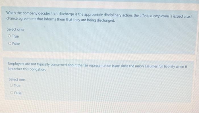 When the company decides that discharge is the