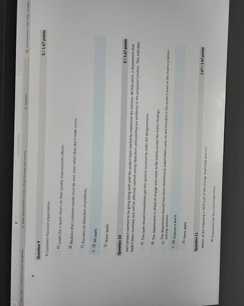 Question A customer-focused organization 071.67