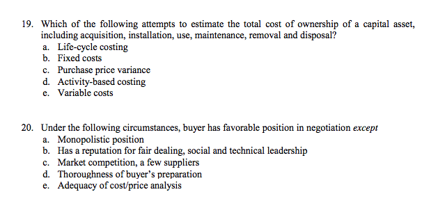 19. Which of the following attempts to estimate