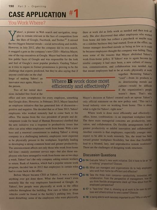 190 Part 3. Organizing CASE APPLICATION #1 You