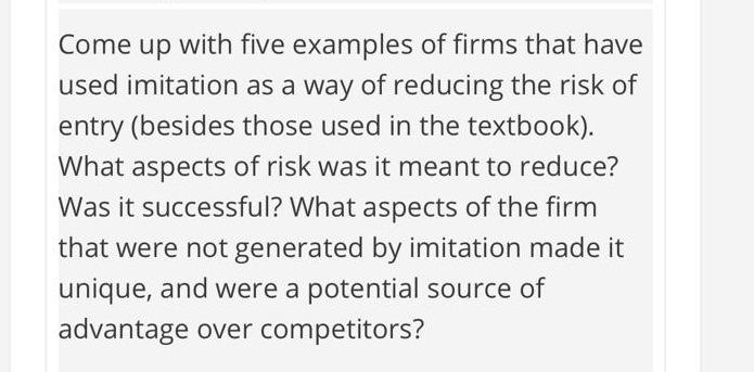 Come up with five examples of firms that have