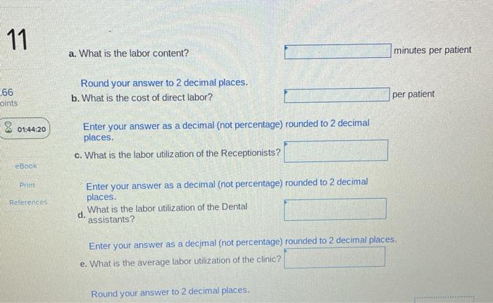11 a. What is the labor content? minutes per