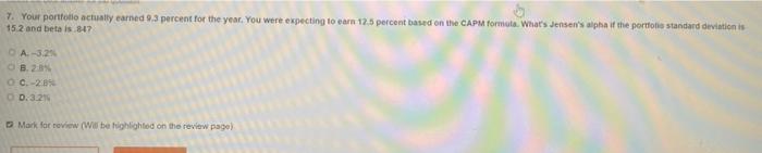 7. Your portfolio actually earned 9.3 percent for