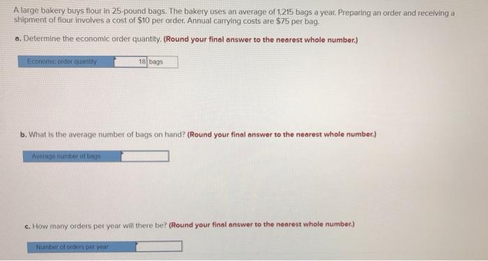 A large bakery buys flour in 25.pound bags. The