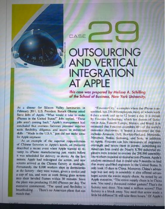 Question#3 29 CASE 24 OUTSOURCING AND VERTICAL