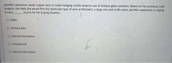 help Jennifer Lawerence needs copper wire to make