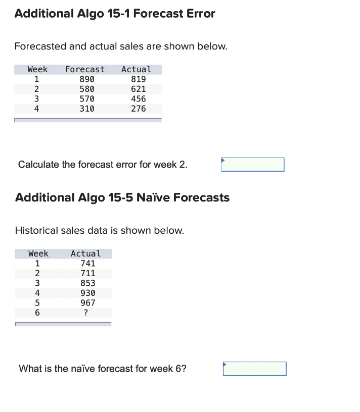 Additional Algo 15-1 Forecast Error Forecasted