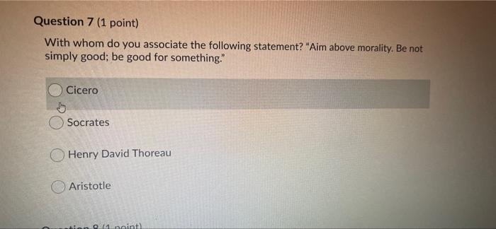 Question 7 (1 point) With whom do you associate