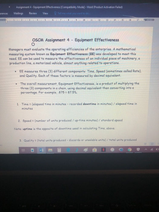 Assignment 4 - Equipment Effectiveness