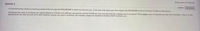 Question 3 po A manufacturing company probacing