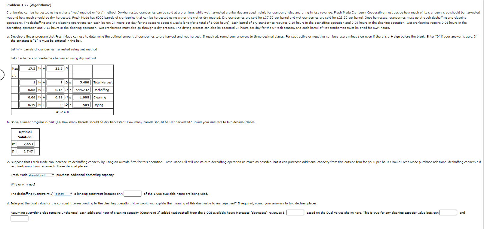 Problem 3-27 (Algorithmic) Cranberries can be