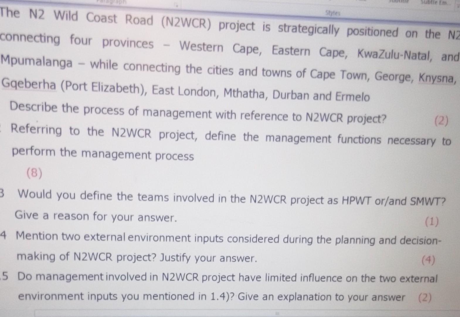 The N2 Wild Coast Road (N2WCR) project is
