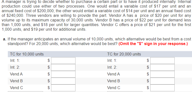 A manager is trying to decide whether to purchase