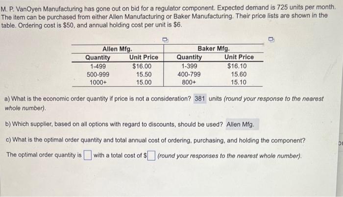 just need help with part c! M. P. VanOyen