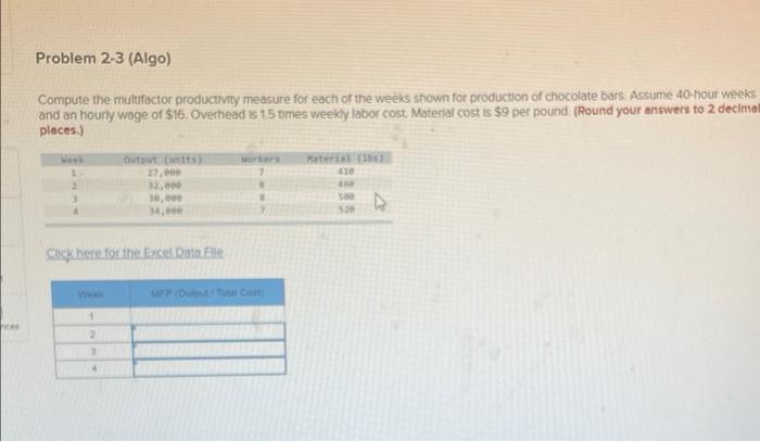 Problem 2-3 (Algo) Compute the multifactor
