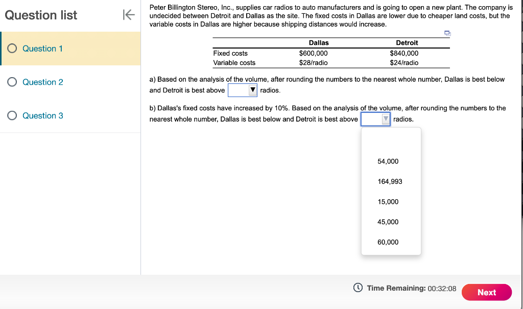 Question list Peter Billington Stereo, Inc.,