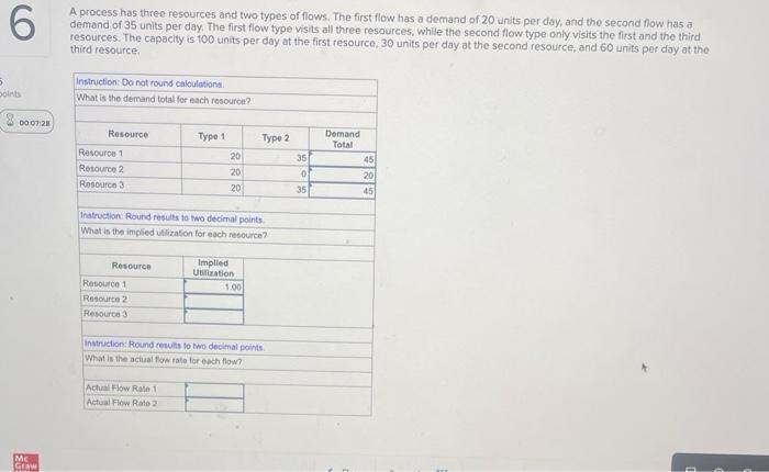A process has three resources and two types of