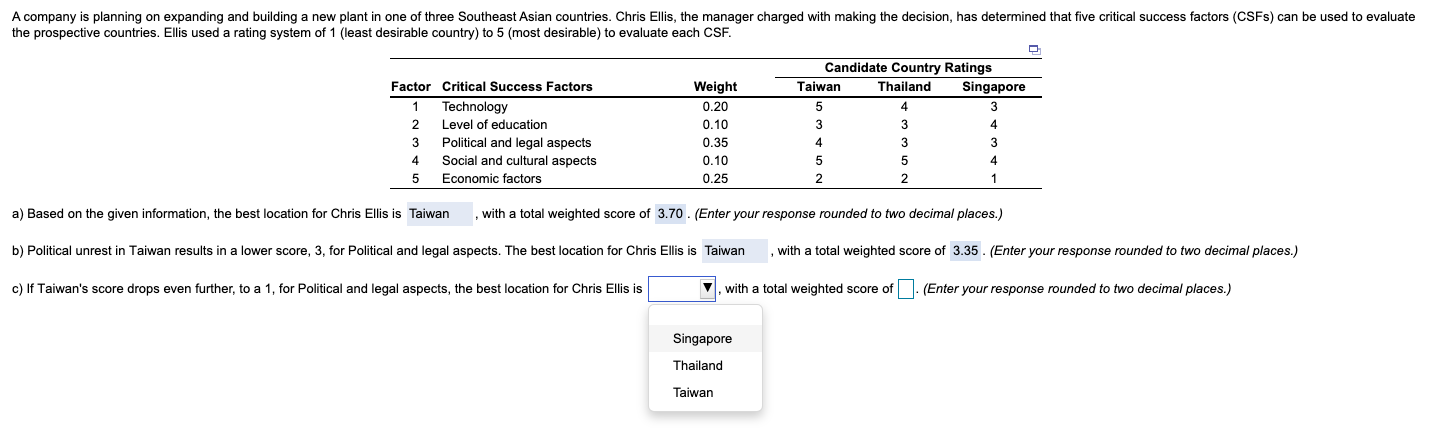 Need help with part c A company is planning on