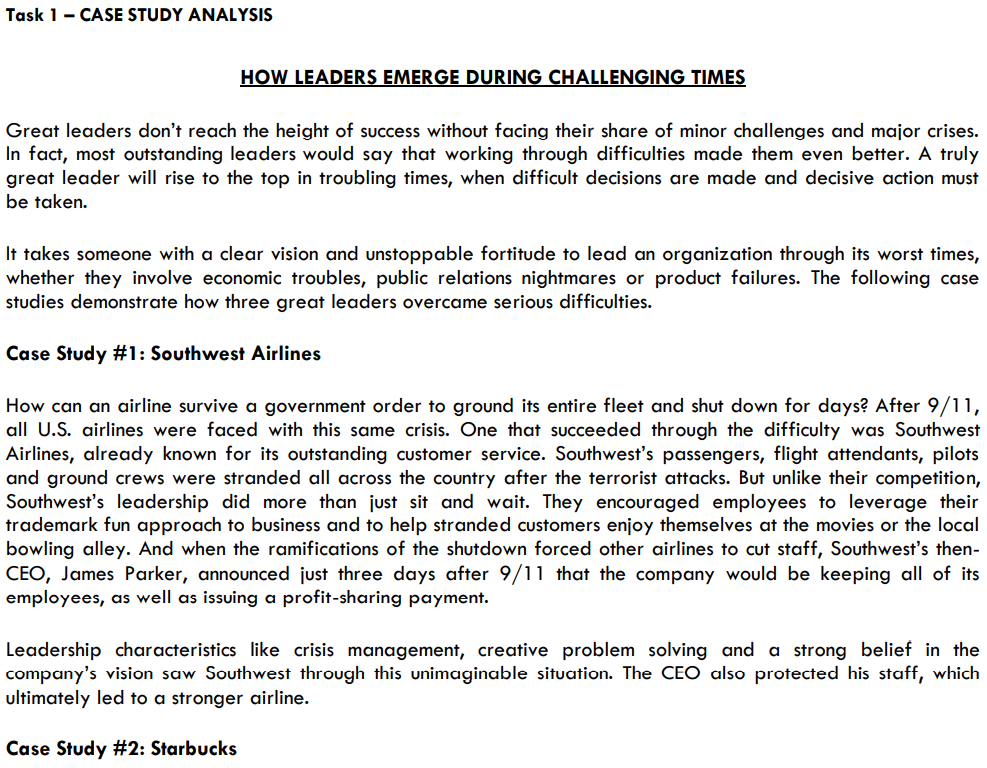 Task 1 - CASE STUDY ANALYSIS HOW LEADERS EMERGE