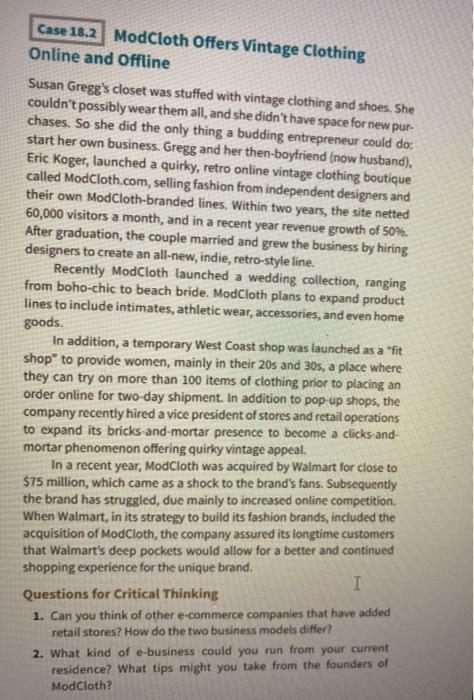 kindly answer 1&2 and cite sources Case 18.2 Mod