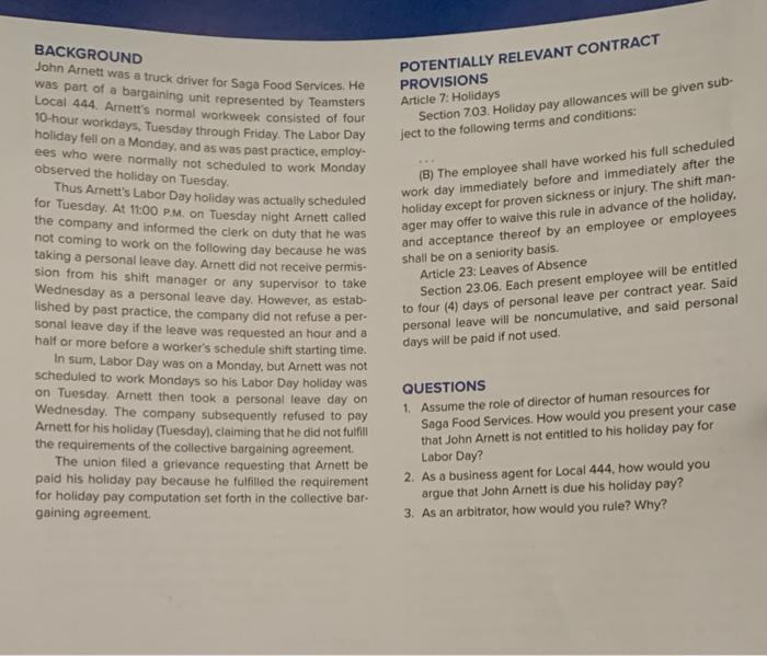 POTENTIALLY RELEVANT CONTRACT PROVISIONS Article