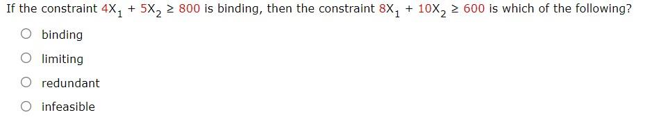 The following linear programming problem has been