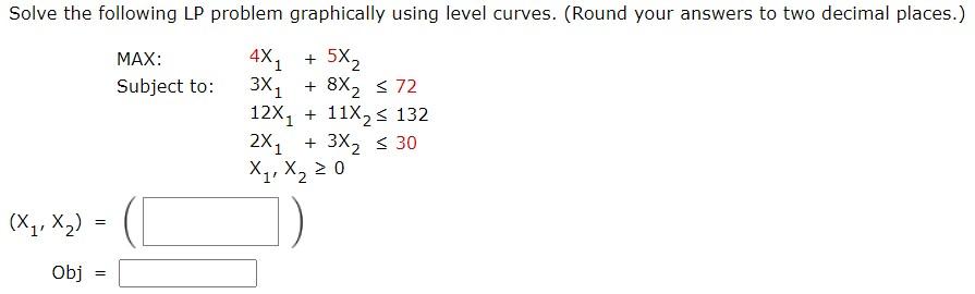 The following linear programming problem has been