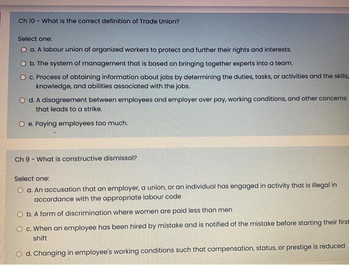 Ch 10 - What is the correct definition of Trade