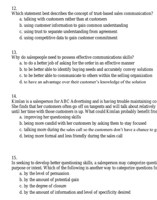 12. Which statement best describes the concept of