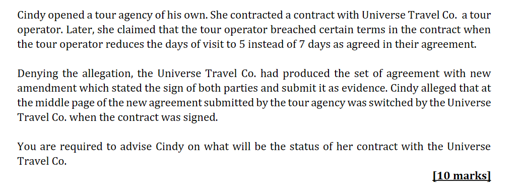 Cindy opened a tour agency of his own. She