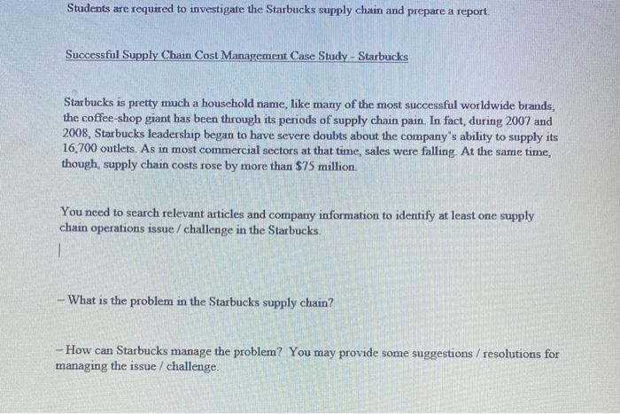 Students are required to investigate the