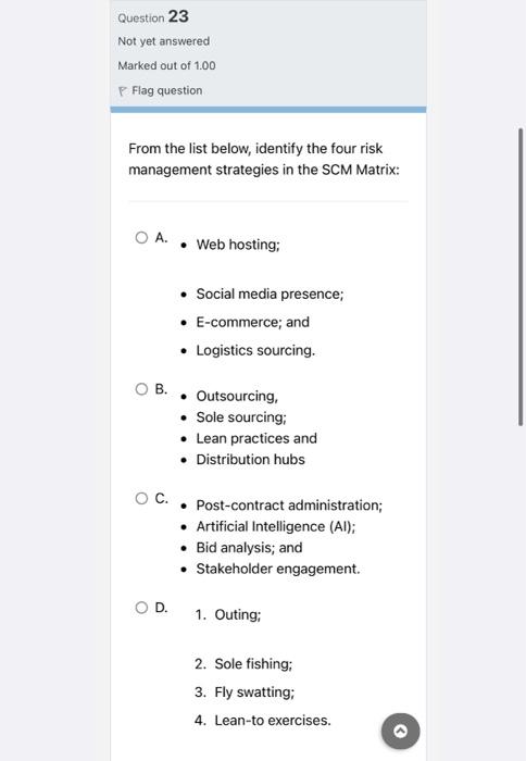 Question 23 Not yet answered Marked out of 1.00 P